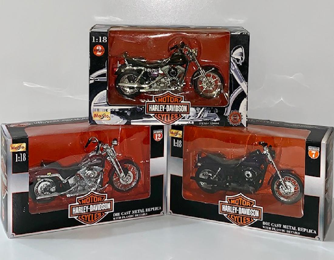 Sealed HARLEY-DAVIDSON Die-Cast Motorcycles 2: Lot of 3 - Group 2 - Never Removed from Original Boxes