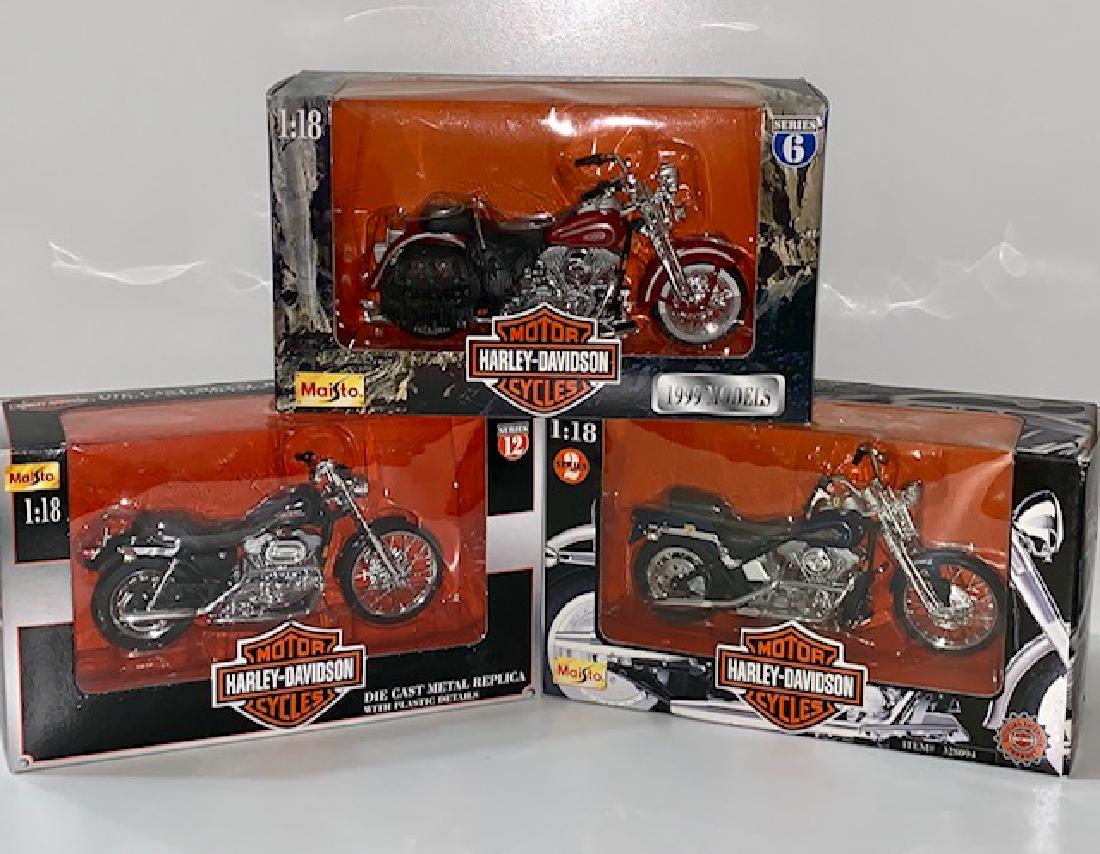 Sealed HARLEY-DAVIDSON Die-Cast Motorcycles 3: Lot of 3 - Group 3 - Never Removed from Original Boxes