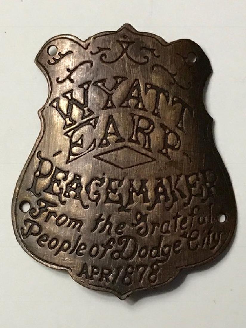 Dated 1878 Wyatt Earp Peacemaker Gun Grip I.D. Badge: Dated 1878 Dodge City Kansas â€“ Historic Piece of the Old West â€“ NOT ORIGINAL