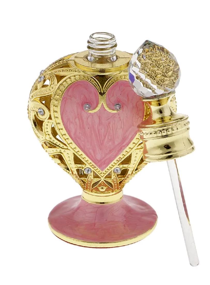 Elegant Enameled & Studded Gold Perfume Bottle: Multiple Photos Posted