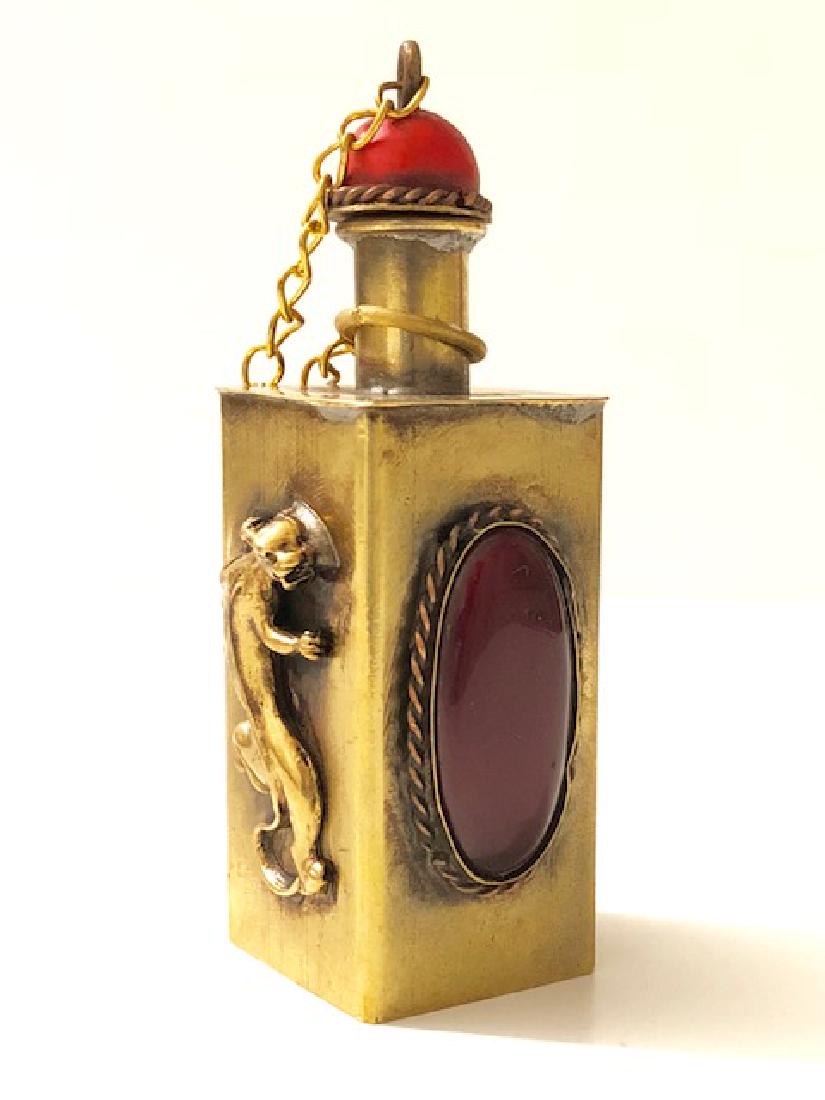Old Chinese Handmade Gem Stone Copper Snuff Bottle (1 of 4)