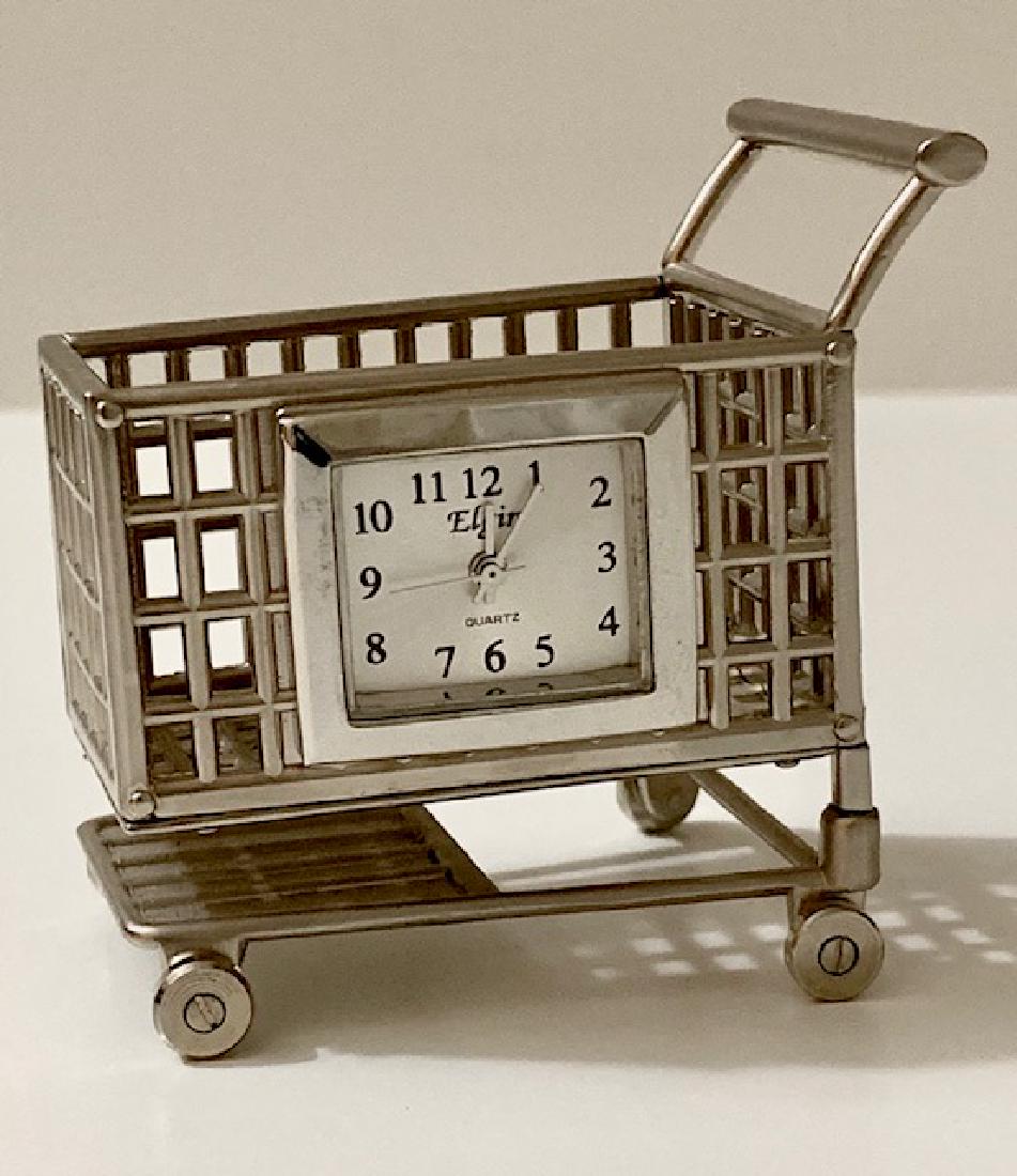 Rare ELGIN Silver Tone Figural Mini Collector Clock (1 of 2)