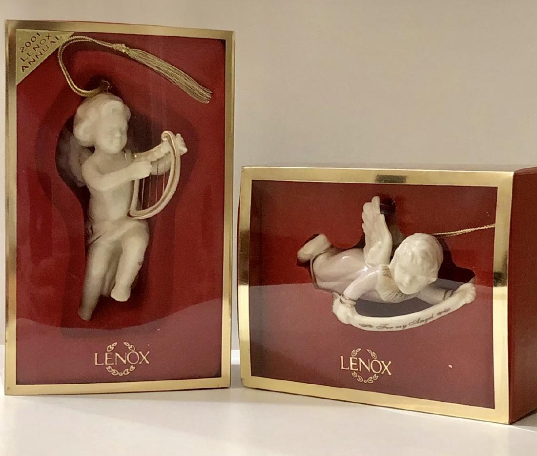 Lot of 2 LENOX Classic Ivory Annual Cherub Ornament: These Never Been Removed from Boxes for Use â€“ Multiple Photos Posted