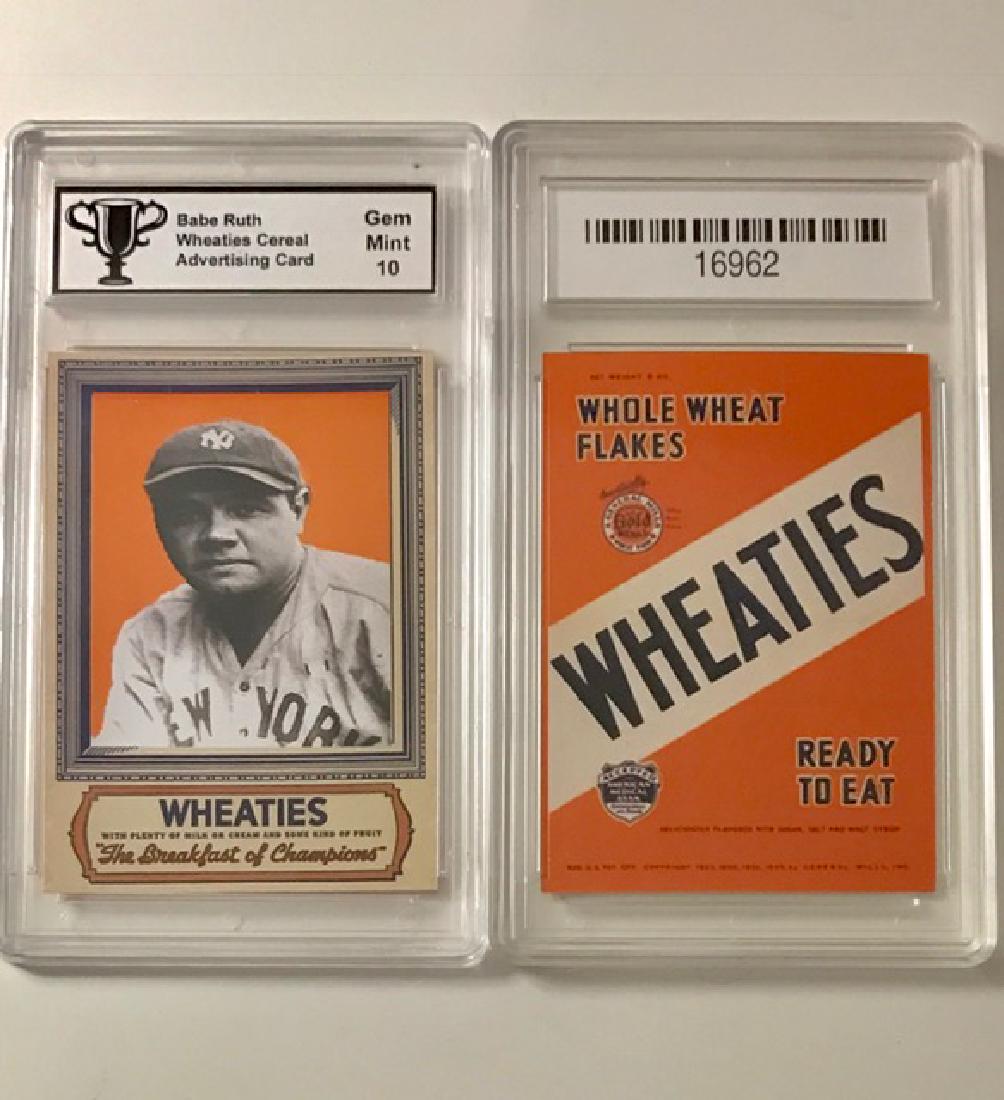 BABE RUTH Wheaties Cereal Advertising Baseball Card: â€œWHEATIES CEREALâ€ â€“ Gem Mint 10 - Great Card