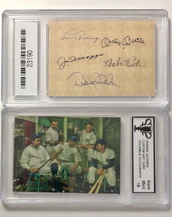 NY Yankee Legends Signed Custom Art Baseball Card: Facsimile Autographed â€“ Gem Mint 10 - Great Card