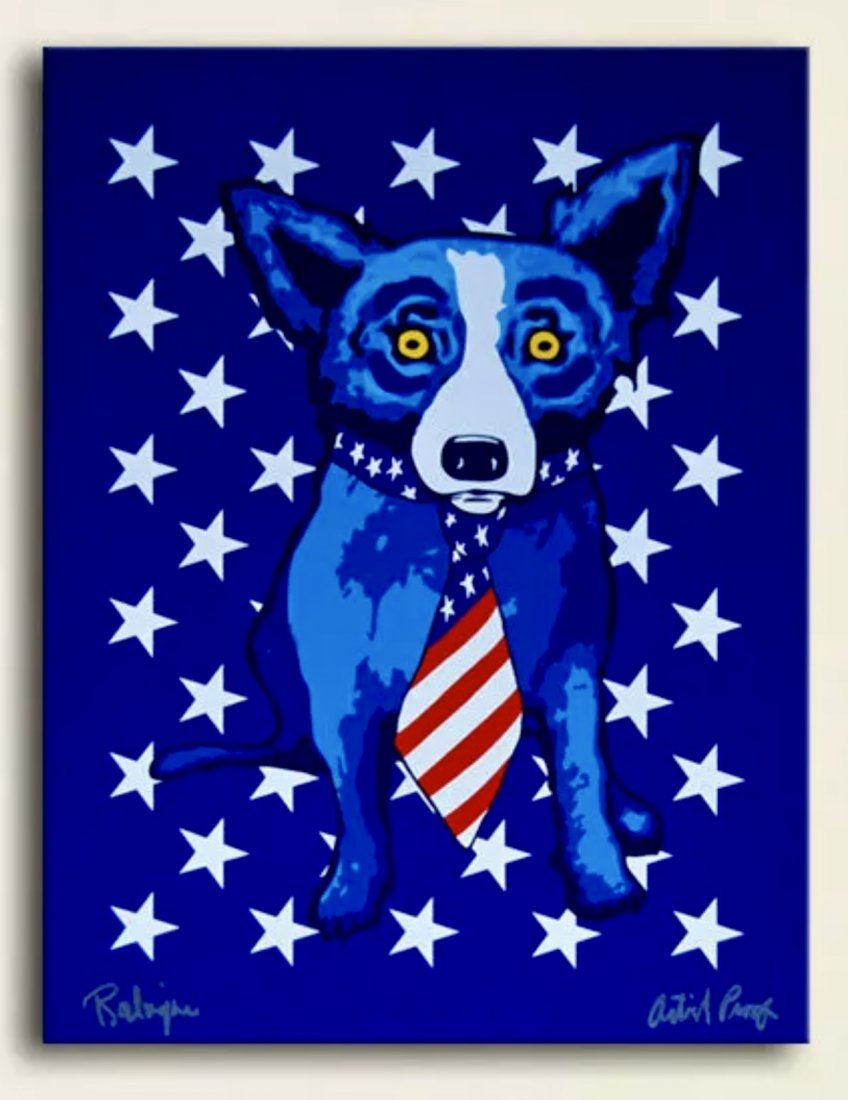 Signed Artist Proof Blue Dog Giclee Canvas Art Print (1 of 2)