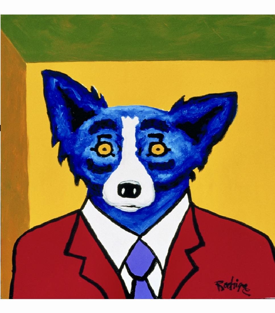 Signed BLUE DOG Giclee Print Art on Canvas 12â€ x (1 of 1)