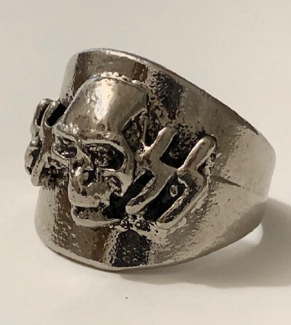 German WW2 Trench Art Menâ€™s Silver Tone Ring (1 of 3)
