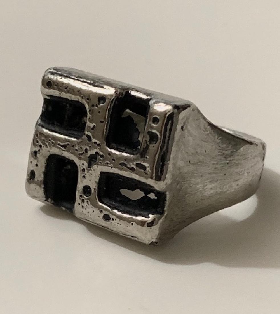 German WW2 Trench Art Menâ€™s Silver Tone Ring (1 of 3)