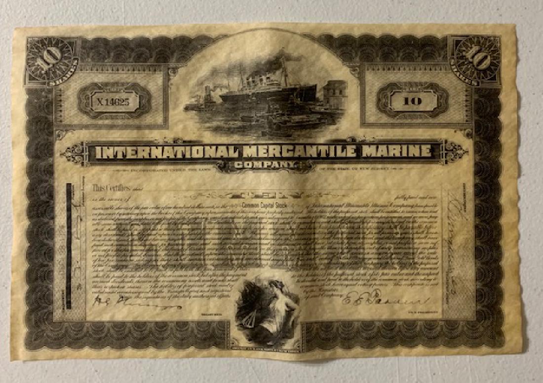 Titanic Intl. Mercantile Marine Stock Certificate (1 of 5)