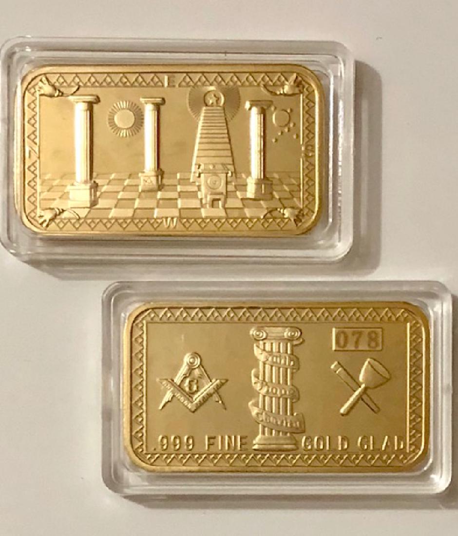 1oz Masonic-Freemason Seeing Eye .999 Gold Clad Bar: Encapsulated â€“ See all Photos