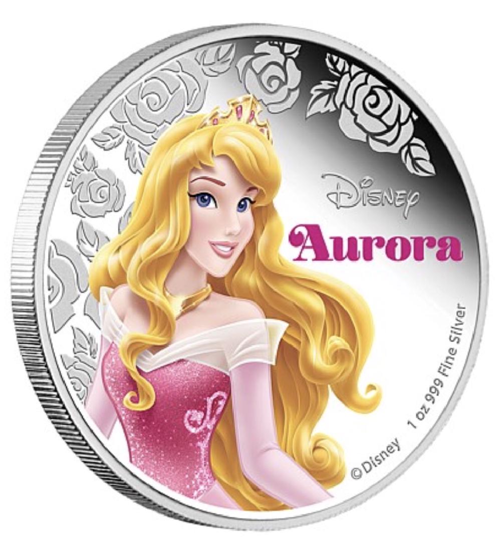 Walt Disney's AURORA 1oz .999 Fine Silver Clad Coin: 1oz - Encapsulated by The New Zealand Mint - See all Photos