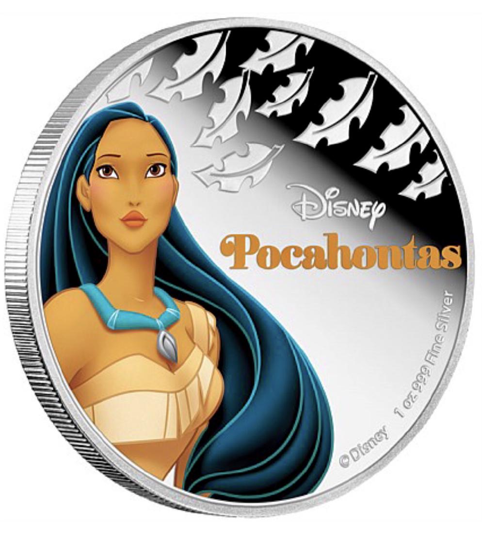 Walt Disney's POCAHONTAS .999 Fine Silver Clad Coin: 1oz Coin - Encapsulated by The New Zealand Mint - See all Photos