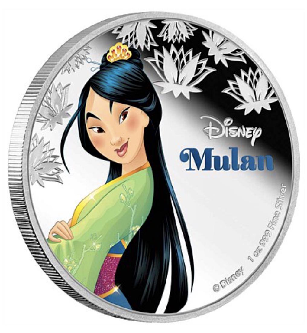 Walt Disney's MULAN 1oz .999 Fine Silver Clad Coin: Encapsulated by The New Zealand Mint - See all Photos