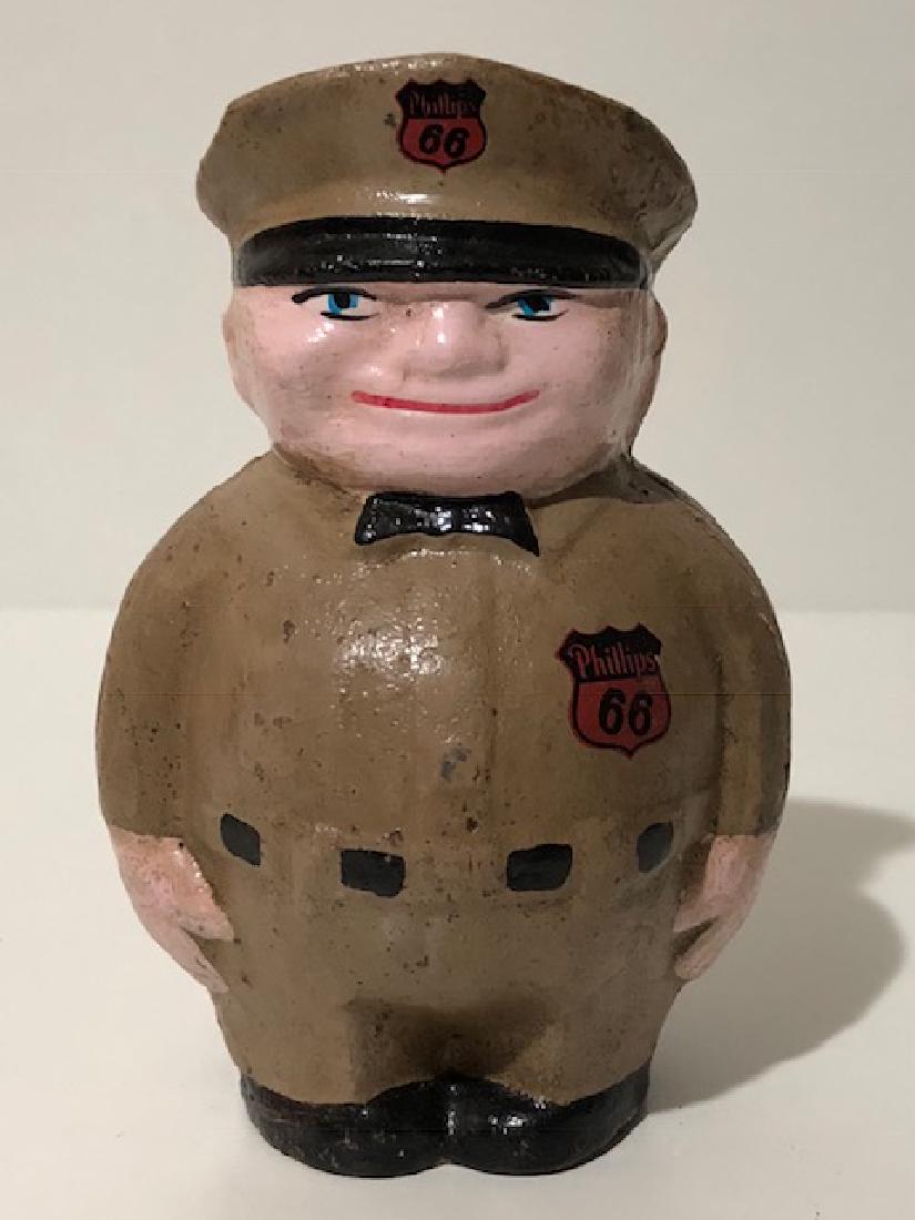 Old Cast Iron Gas Station Attendant Still Coin Bank (1 of 3)