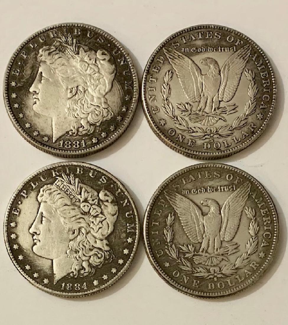 1881/1884 United States Morgan Silver Dollars AS-IS: LOT OF 2 - RE-SELL LOT - Estate Junk Drawer Find - Sold as Re-Strike Copies & AS-IS