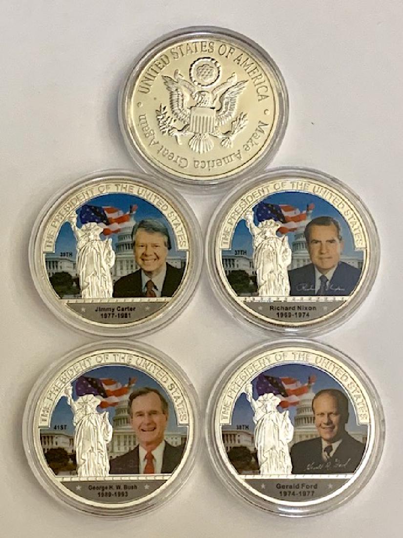 4 Presidential Collection 1oz Silver Clad Coins: Nixon, Ford, Carter and George Bush Sr - Encapsulated