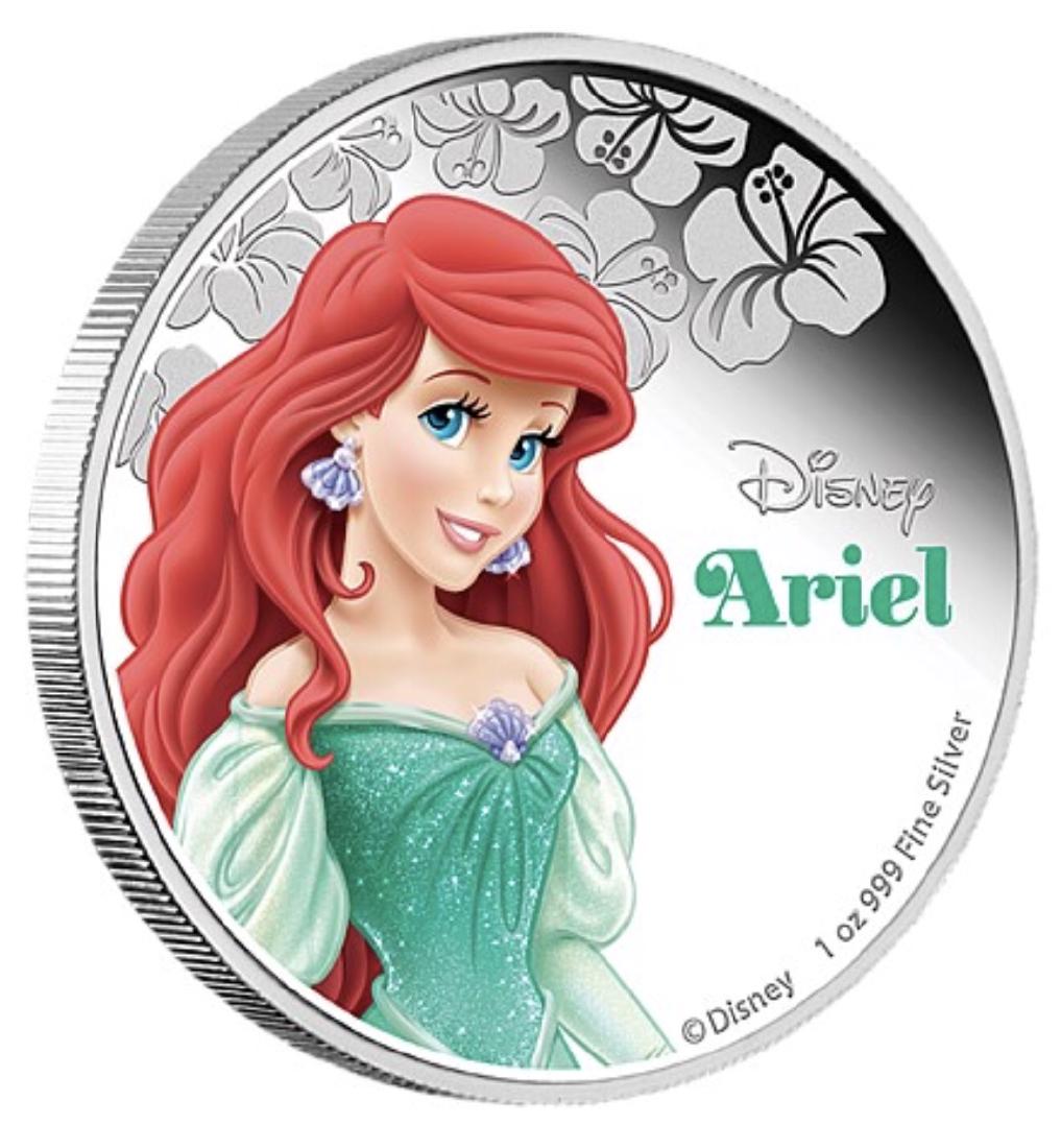 Walt Disney's ARIEL 1oz .999 Fine Silver Clad Coin: Encapsulated by The New Zealand Mint - See all Photos