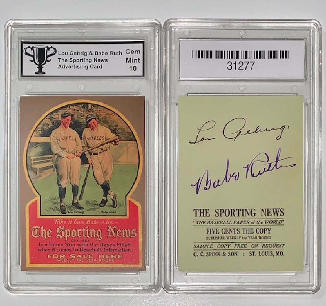 Babe Ruth and Lou Gehrig Advertising Baseball Card (1 of 1)