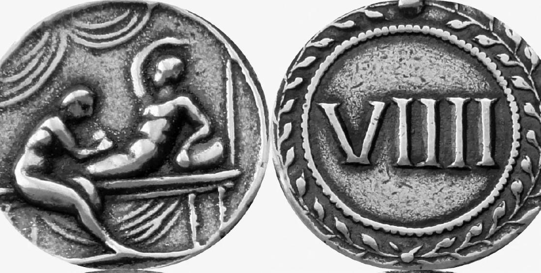 20-40 A.D. SPINTRIA Erotic Roman Brothel Token Coin: Great Piece â€“ Hand Hammered â€“ Strike Date Unknown â€“ Sold as Reproduction