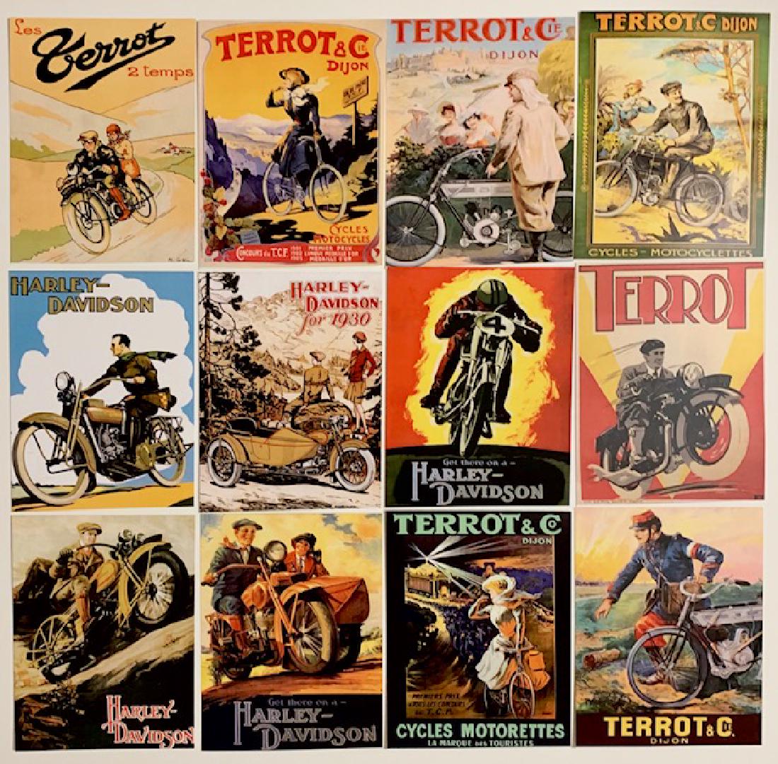 12 History of HARLEY-DAVIDSON Postcards - B/READ ON: The 12 Postcards are a look back into the History of Motorcycles & Harley-Davidson. They are in Beautiful Condition â€“ Group B