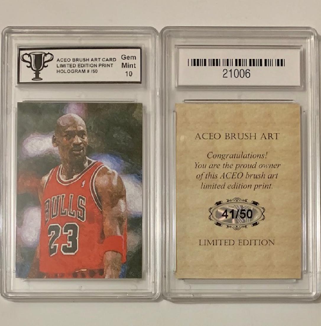 MICHAEL JORDAN / ACEO Brush Art Basketball Card: Limited Edition - Only 50 Made â€“ Foil Seal #09 of 50 - Gem Mint 10