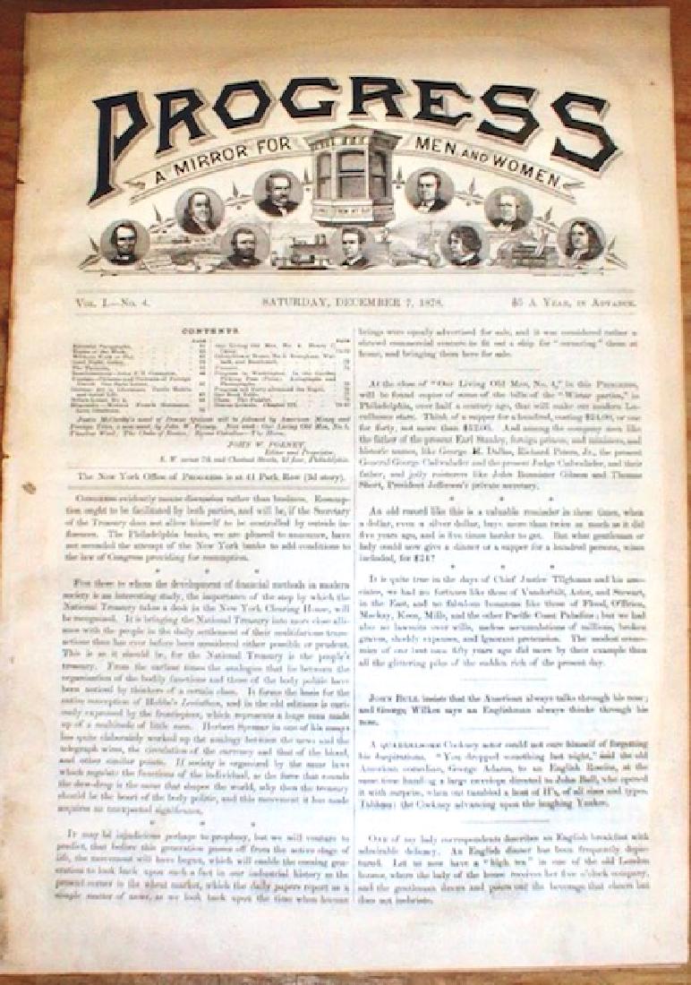 1879 Newspaper Edison, Vanderbilt and Others/READ: Historical Progress Newspaper - Contains Picture Engravings of Famous Political Figures, Scientists, Businessmen & Others â€“ There is no marked evidence of it being original or not but we are no