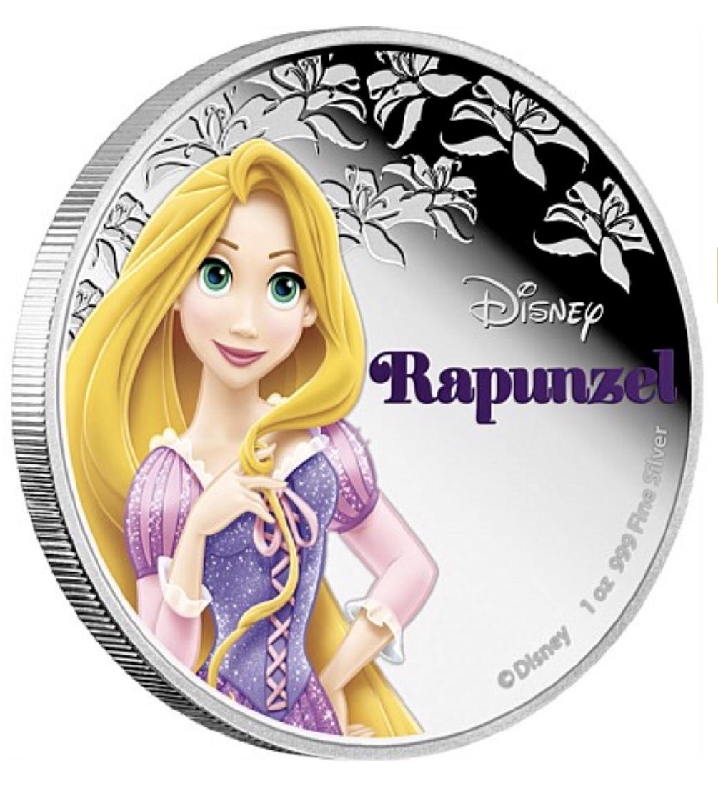 Walt Disney RAPUNZEL 1oz .999 Fine Silver Clad Coin: Encapsulated