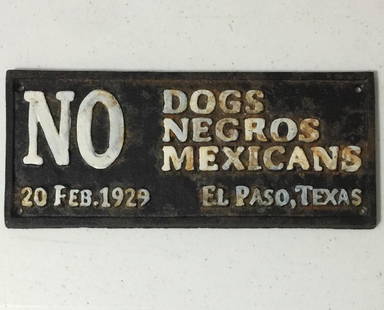 1929 Black Americana Cast Iron Segregation Sign: Dated - Collectible Piece of History - Strike Date Unknown Therefore Sold AS-IS