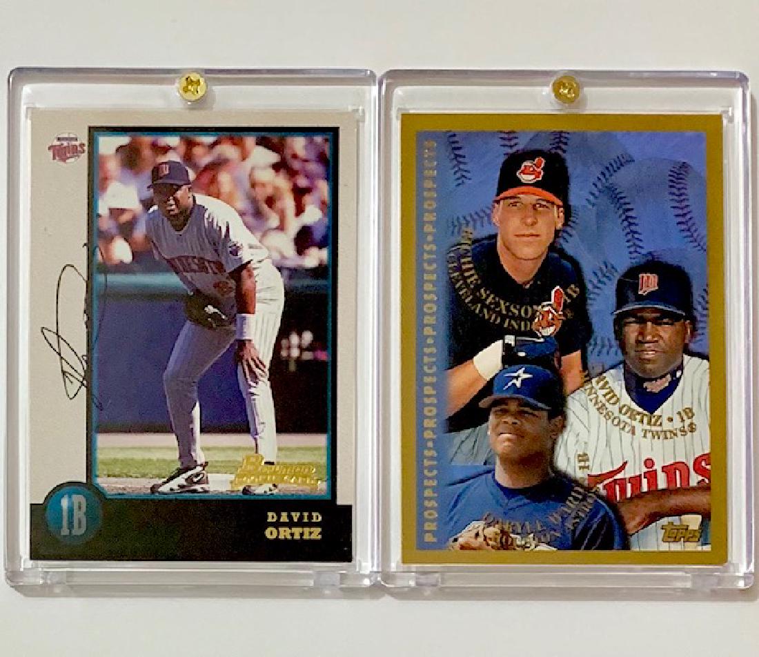 Lot of 2 David Big Papi Ortiz Rookie Baseball Cards: Hall of Fame 1st Year Lock - Encased