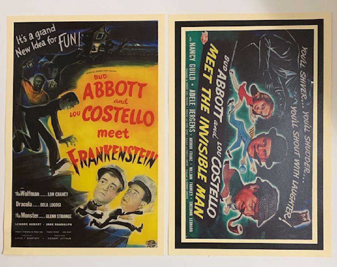 Lot of 2 ABBOTT and COSTELLO Movie Posters: Each Measures 12 x 18 â€“ Abbott and Costello Meets Frankenstein and The Invisible Man â€“ These Posters are Not Period Original â€“ They are Sold as Decorative Posters