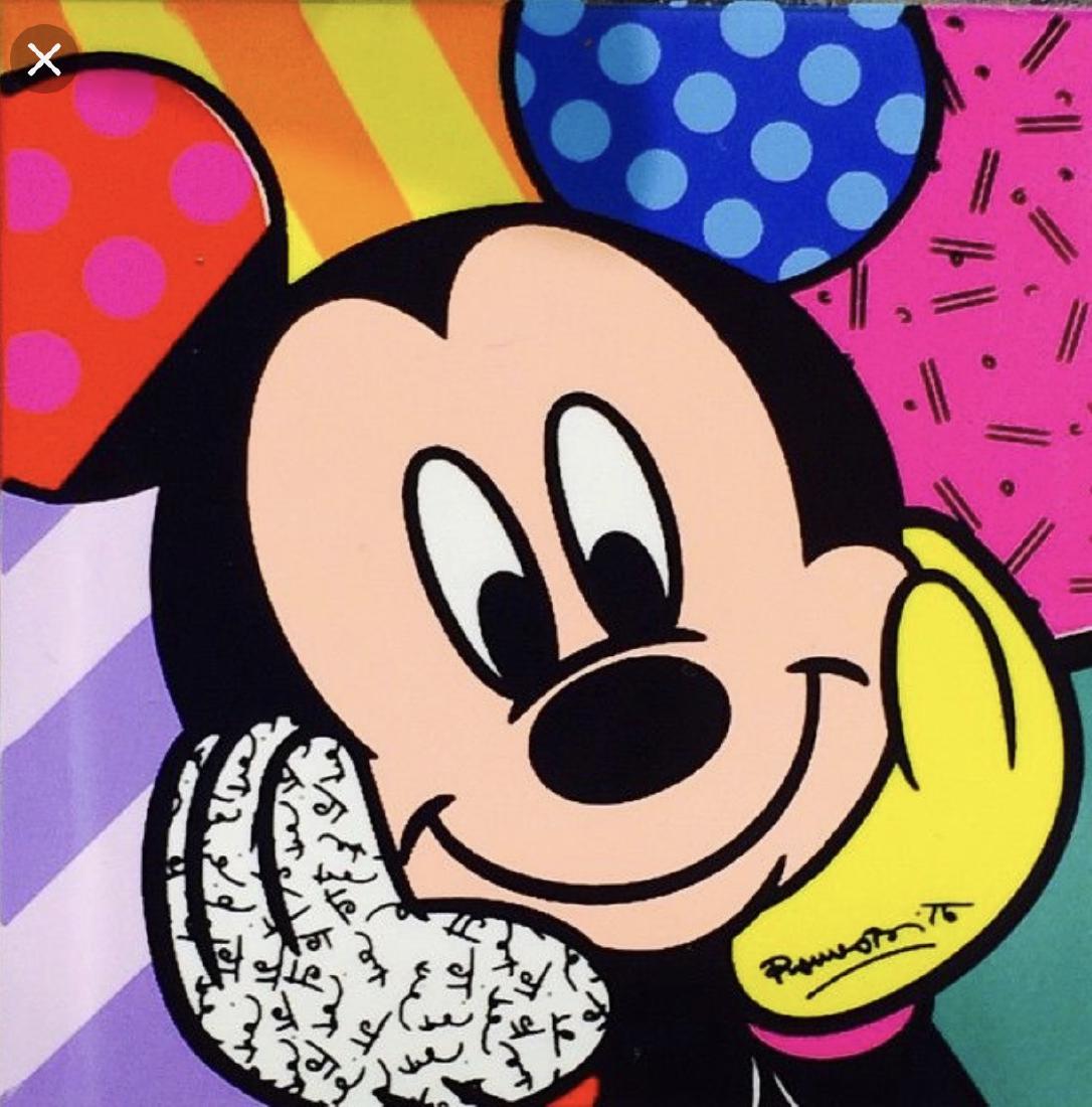 ROMERO BRITTO Mickey Mouse Giclee Canvas Art Print: 14 x 14 - Does Not Come Framed - Shipped in a Mailing Tube These are Giclee Prints - Not an Original Oil