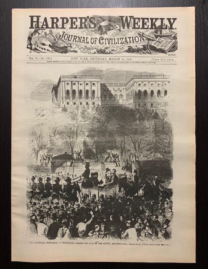 1861 Civ. War/ABRAHAM LINCOLN Inauguration Newspaper: March 16 th / 1861 Harpers Weekly Newspaper / Must See Images This Copy is Extremely Hard to Find Original / It is an Exact Copy of the Original Multiple Photos Posted / Actual Print Date Not Known