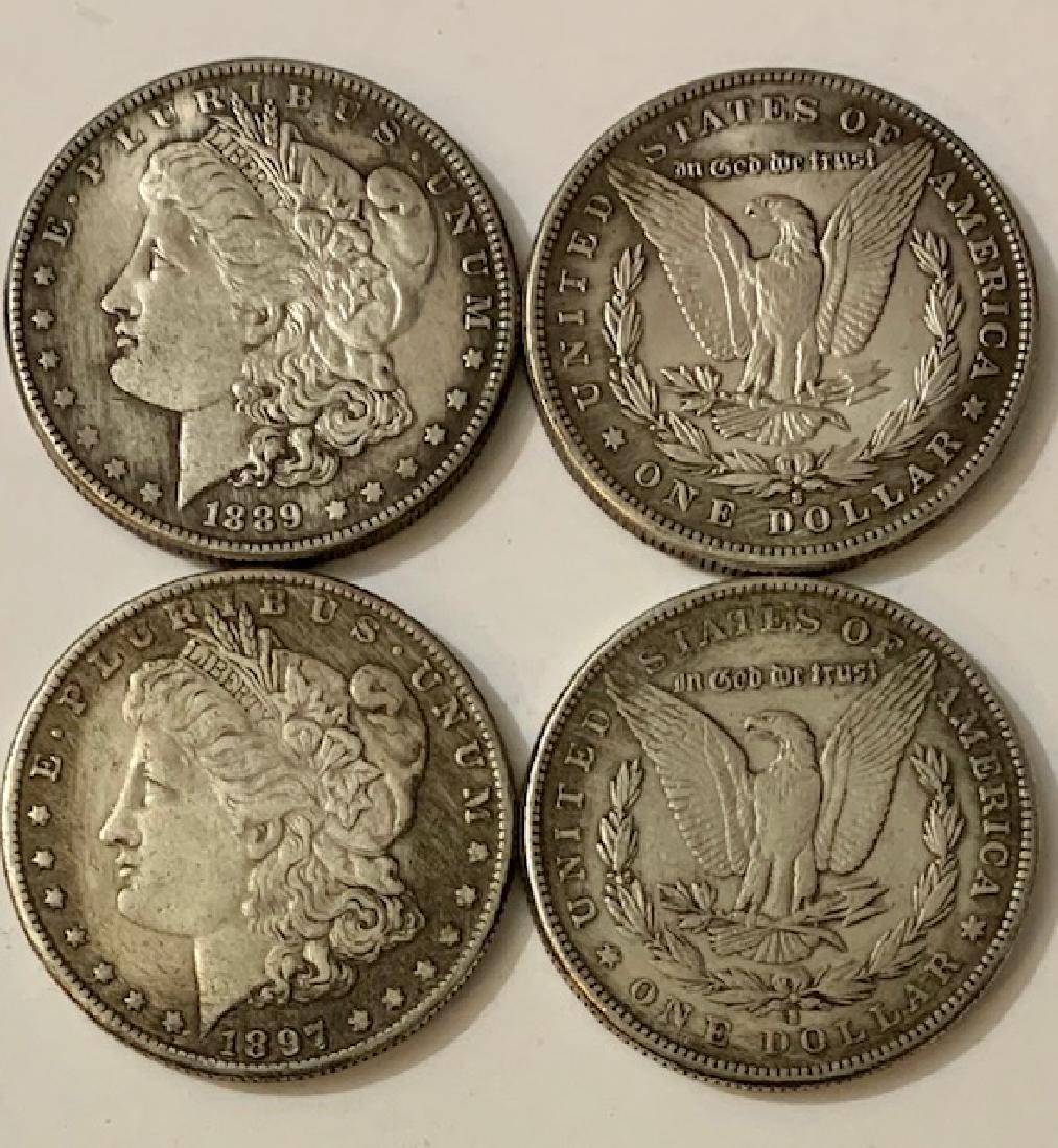 1887/1889 United States Morgan Silver Dollars AS-IS: LOT OF 2 - RE-SELL LOT - Estate Junk Drawer Find - Sold as Copies & AS-IS