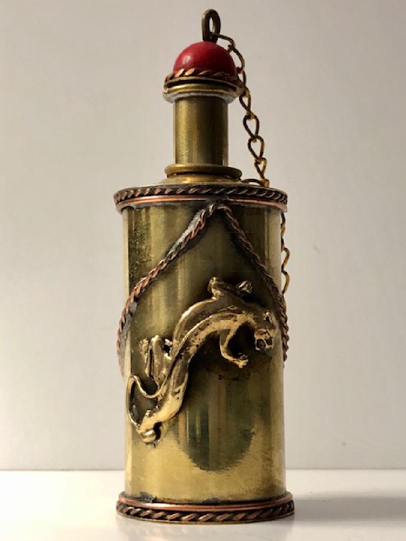 Old Chinese Handmade Relief Art Copper Snuff Bottle: Relief Art embossed Gecko Snuff Bottle â€“ Unique Design â€“ Multiple Photos Posted