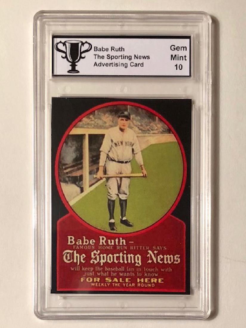 BABE RUTH Sporting News Advertising Baseball Card: SPORTING NEWS - Gem Mint 10 / Great Card
