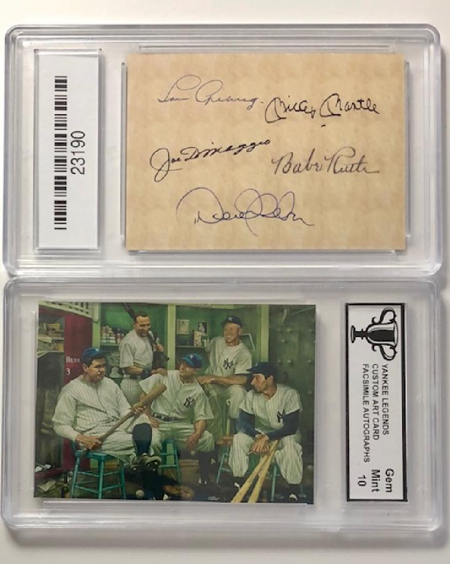 NY Yankee Legends Signed Custom Art Baseball Card: Facsimile Autographed / Gem Mint 10 -/ Great Card