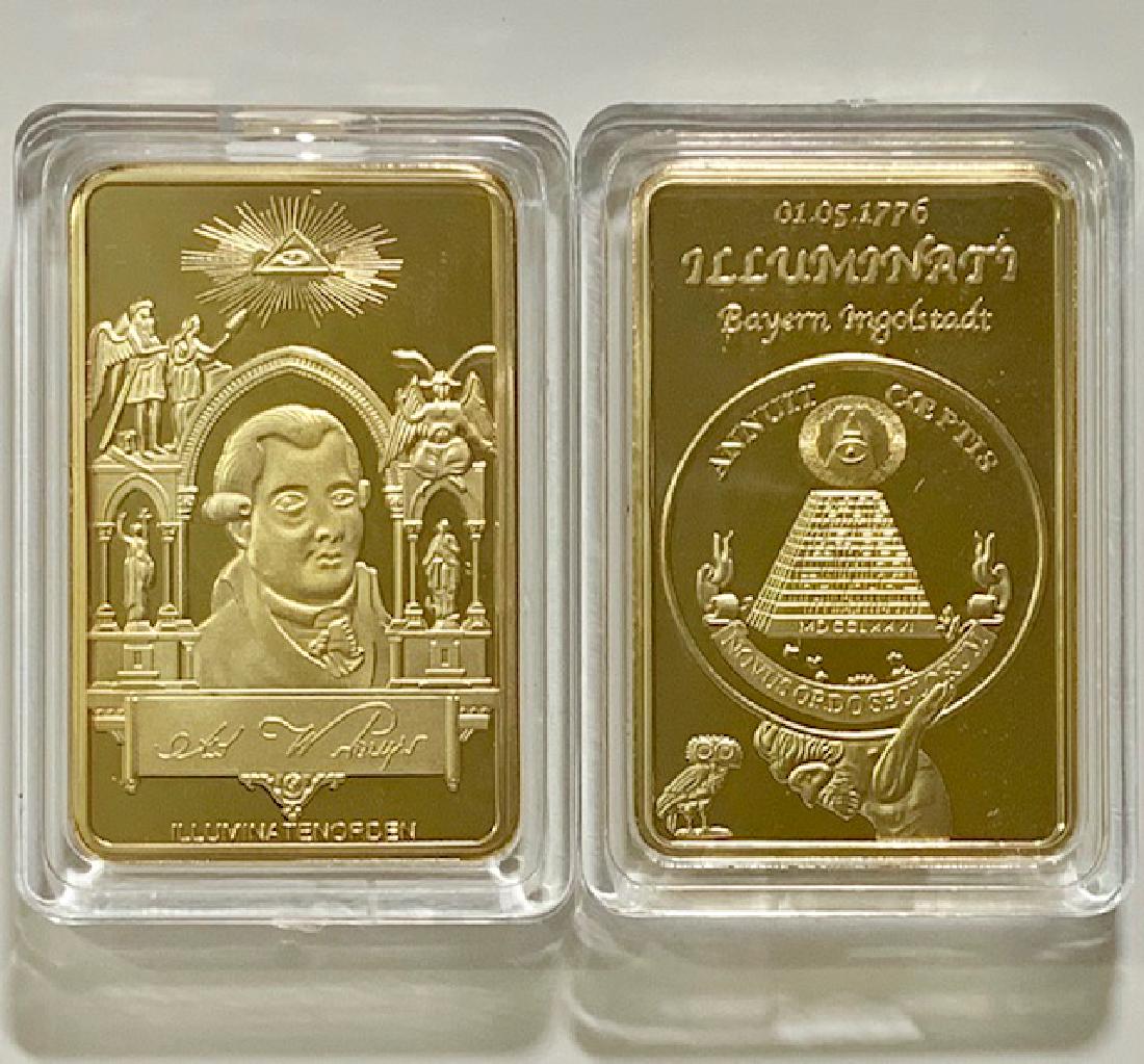 1oz Masonic-Freemason Seeing Eye .999 Gold Clad Bar: Encapsulated â€“ See all Photos