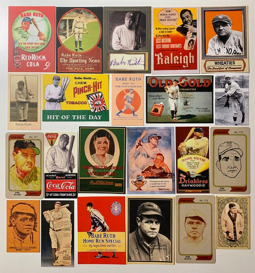 Lot of 22 Custom BABE RUTH Baseball Cards: This Lot Consists of of 22 Assorted Advertising, ACEO, Promo & Inserts / Awesome Lot / We Do Not Know Who Printed them or When they were Printed