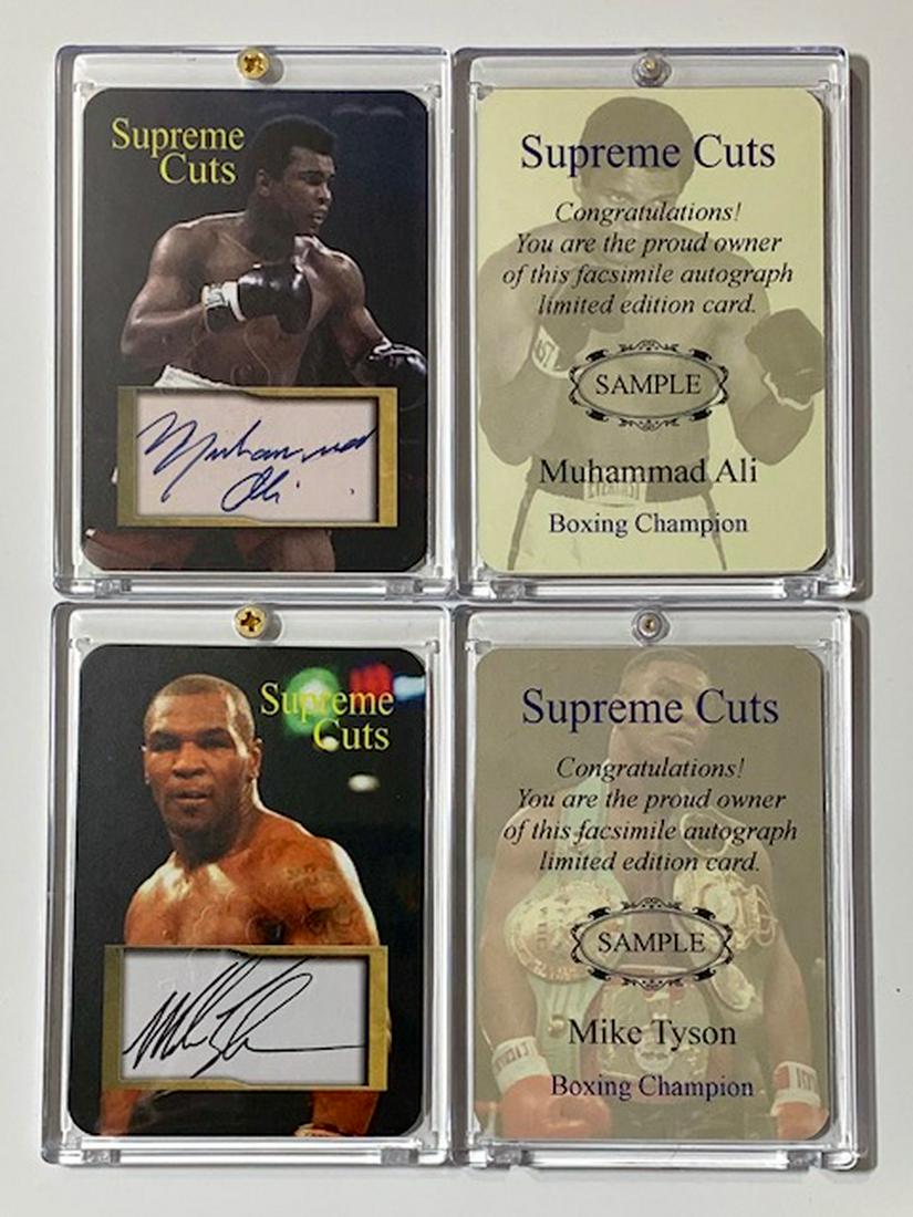 Muhammad Ali and Mike Tyson Autograph Sample Cards: LOT OF 2 - Die-Cut Facsimile Autographed Sample Cards â€“ Not Hand Signed