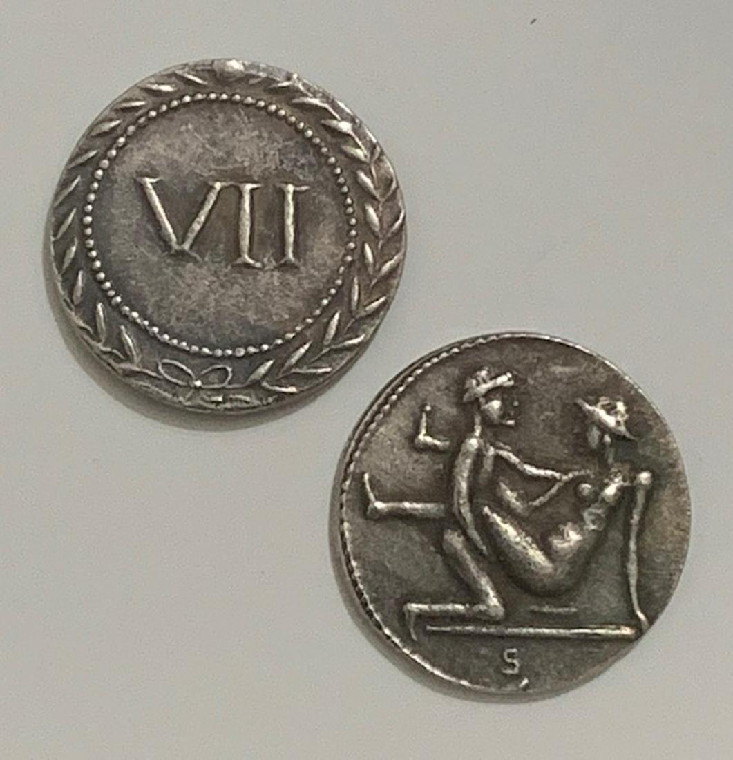 20-40 A.D. SPINTRIA Erotic Roman Brothel Token Coin: Great Piece â€“ Hand Hammered â€“ Strike Date Unknown â€“ Sold as Possible Replica