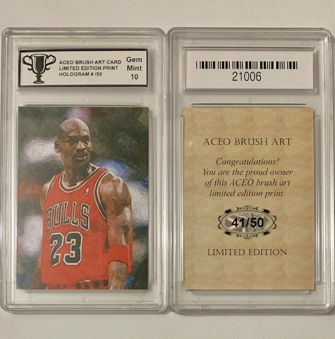 MICHAEL JORDAN / ACEO Brush Art Basketball Card: Limited Edition - Only 50 Made â€“ Foil Seal #09 of 50 - Gem Mint 10