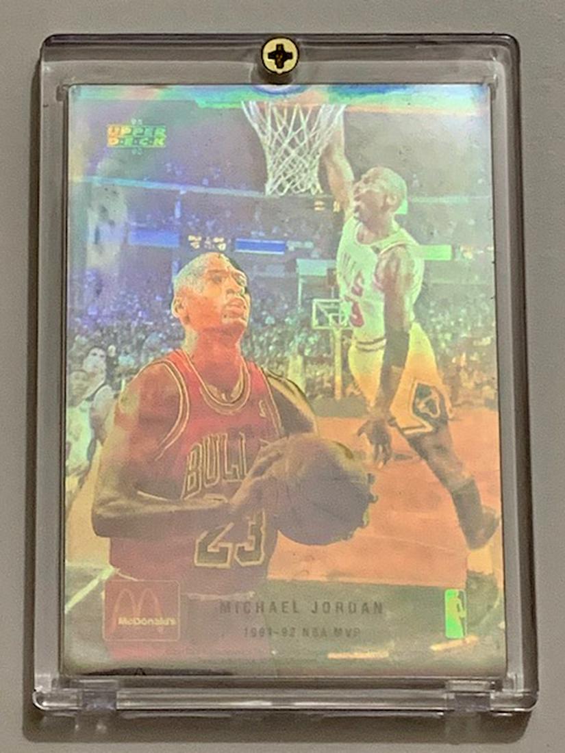 Rare MICHAEL JORDAN Silver Hologram UD Promo Card: Encased - Upper Deck Random Insert - Colored Silver Hologram - Awesome Basketball Card - See all Photos