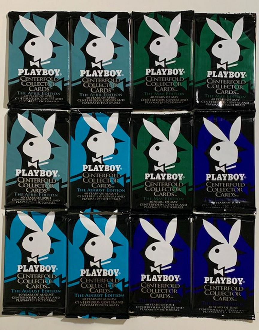 12 Packs PLAYBOY 40yrs of Playmate Centerfold Cards: April/May/June/August - 12 Packs Sealed â€“ Hard to Find â€“ See all Photos