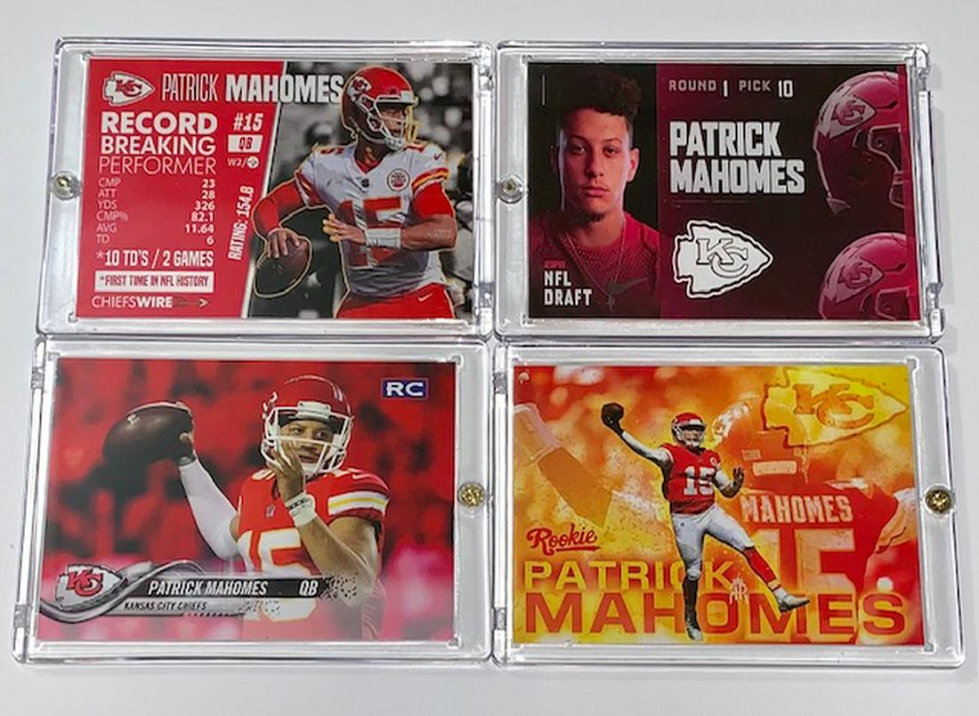 Lot of 2 PATRICK MAHOMES Custom Rookie Football crds: Encased and in Beautiful Condition