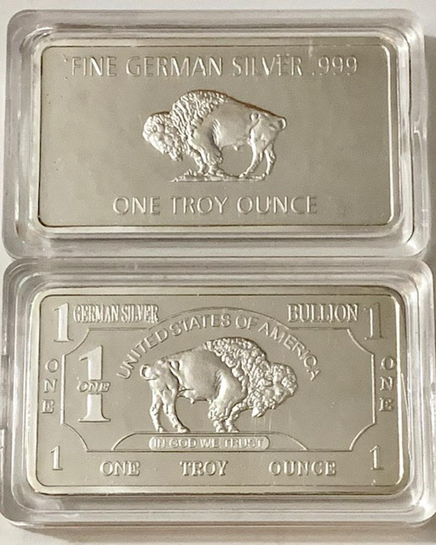 1 Troy Ounce .999 German Silver Buffalo Bullion Bar: Encapsulated