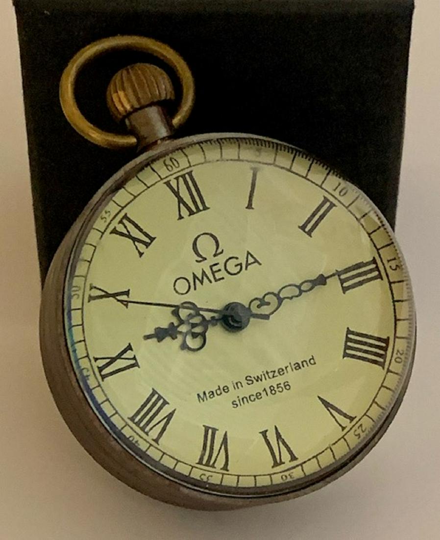 OMEGA Spherical Swiss Mechanical Shelf Clock: Skeleton Back â€“ Heavy & Self Sitting Piece â€“ See all Photos