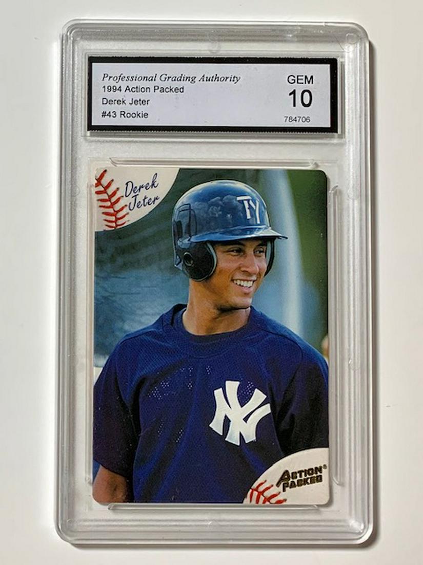 DEREK JETER Action Packed Rookie Baseball Card: Graded Gem Mint 10 / 1994 Action Packed Gold Embossed Rookie Baseball Card