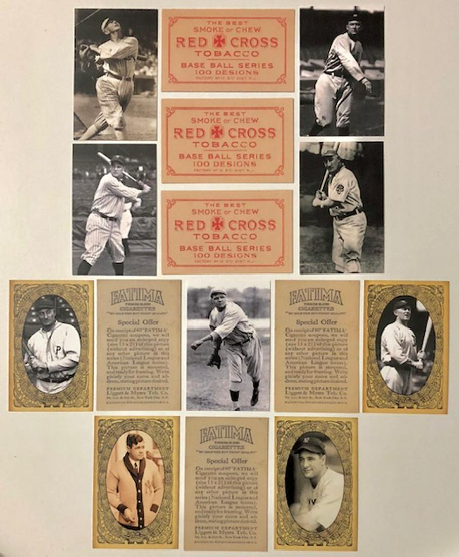 Lot of 9 Promo Cigarette and Tobacco Baseball Cards: Wagner, Ruth and Others â€“ Cards are Un-Marked but are being Sold as Re-Prints AS-IS