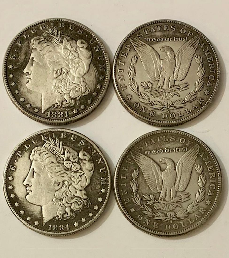 1881/1884 United States Morgan Silver Dollars AS-IS: LOT OF 2 - RE-SELL LOT - Estate Junk Drawer Find - Sold as Re-Strike Copies & AS-IS